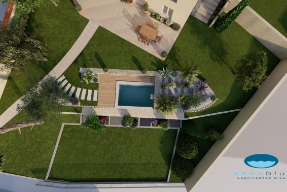 Etude 3D d'un jardin de 800m² à Sainte Foy-lès-Lyon