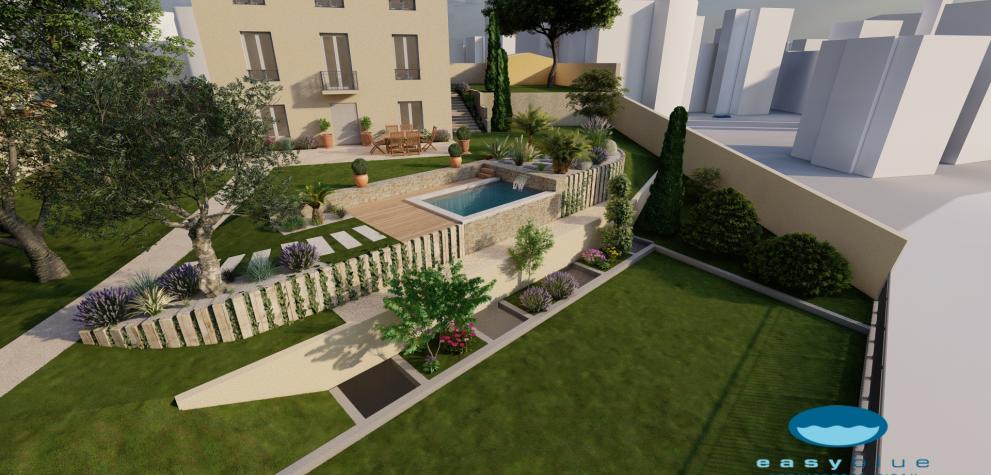 Etude 3D d'un jardin de 800m² à Sainte Foy-lès-Lyon