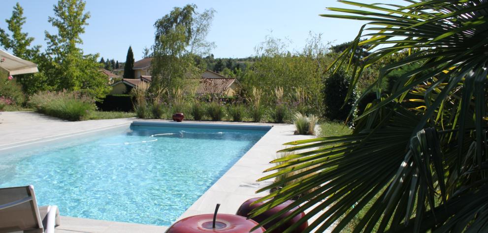 Réalisation d'une piscine paysagée à Charly