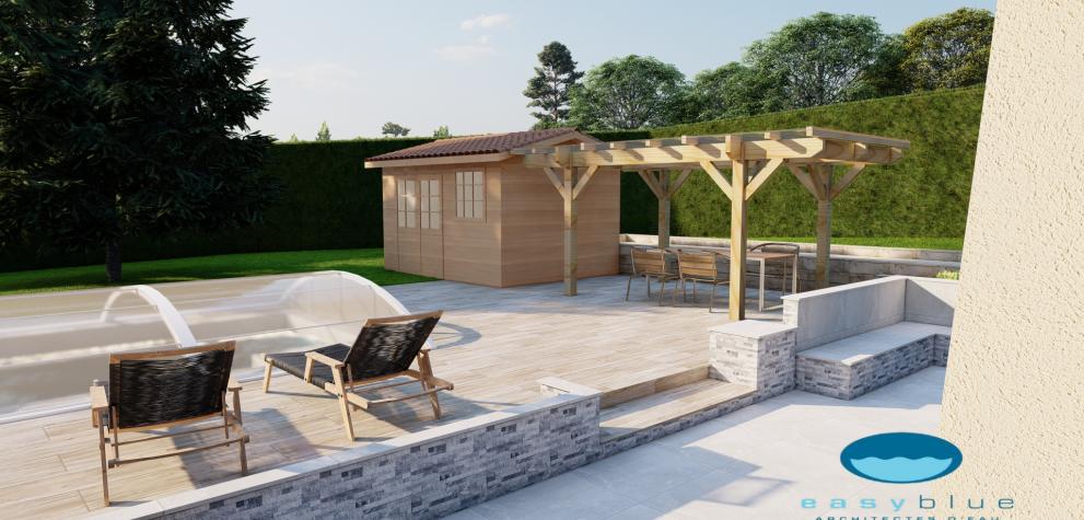 Rénovation d'une piscine et d'un aménagement extérieur à Duerne